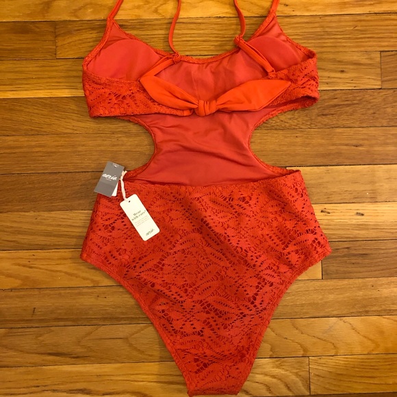 Aerie Coral Crochet Scoop One Piece - Picture 2 of 2